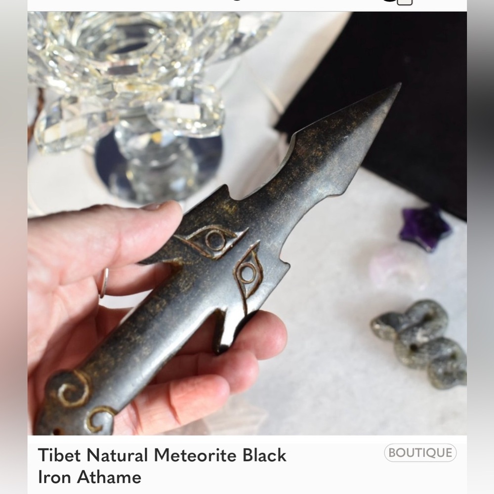 Tibet Natural Meteorite Black Iron Athame